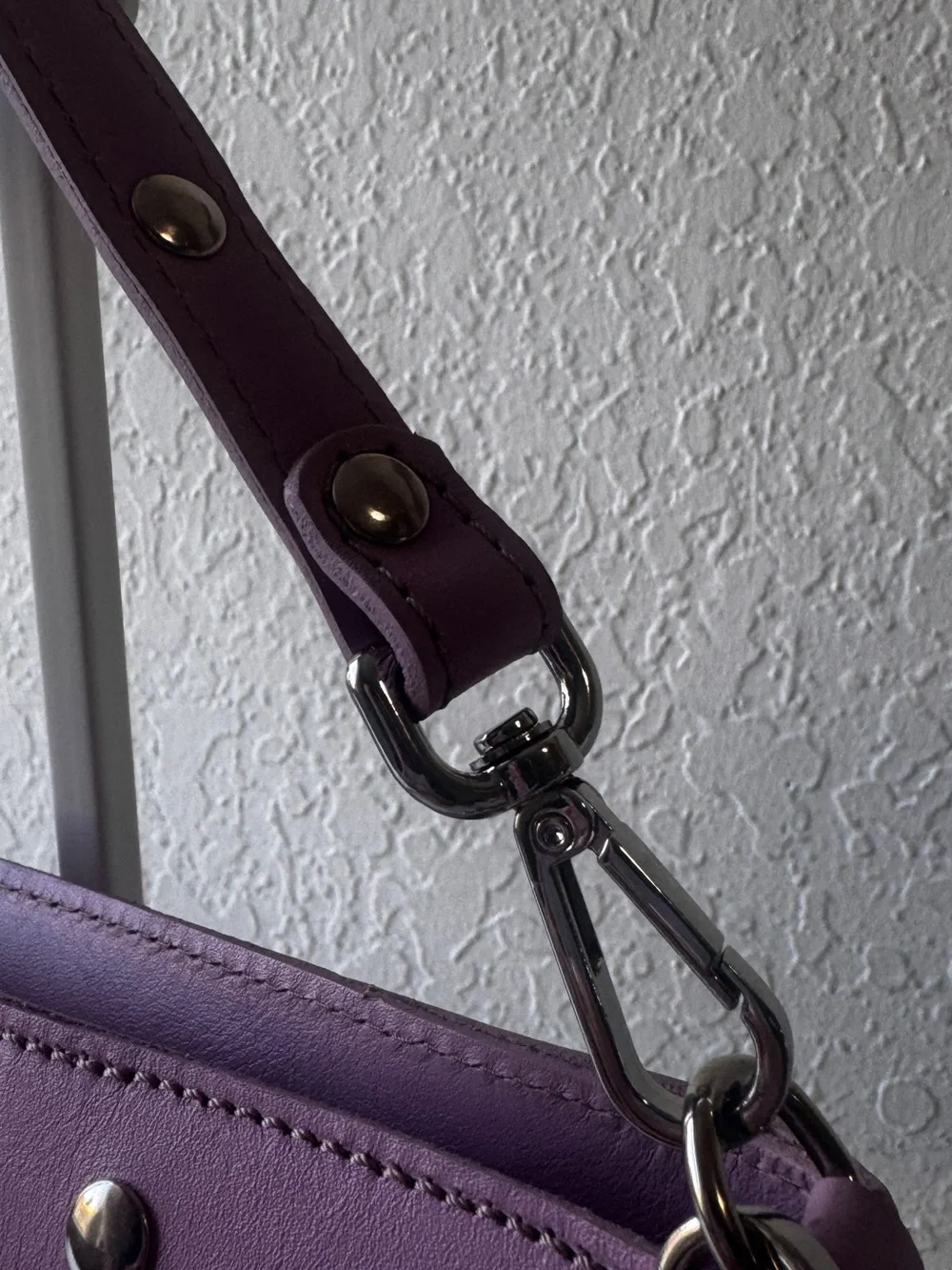 Mercules Studded Crossbody Shoulder Bag with Removable Strap in Lavendar